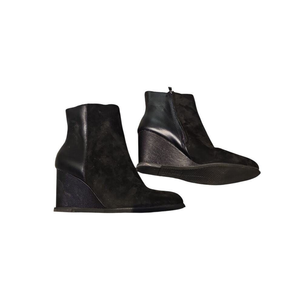 Naturalizer black Garnet suede bootie ankle boots wedge heels sz 9.5 - Picture 5 of 5